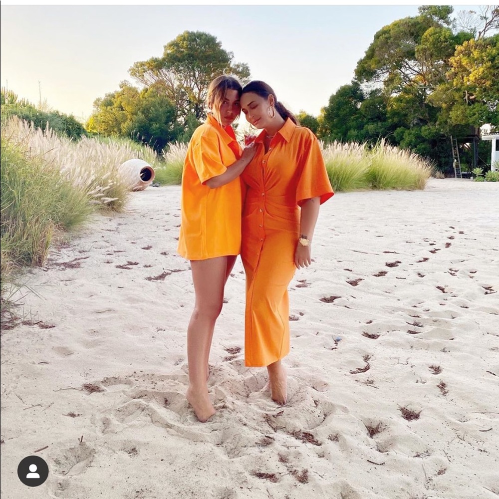 Zara Orange Midi Dress